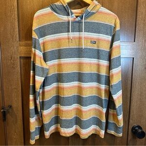 Salty Crew Gray and Yellow Striped Long Sleeve Tee